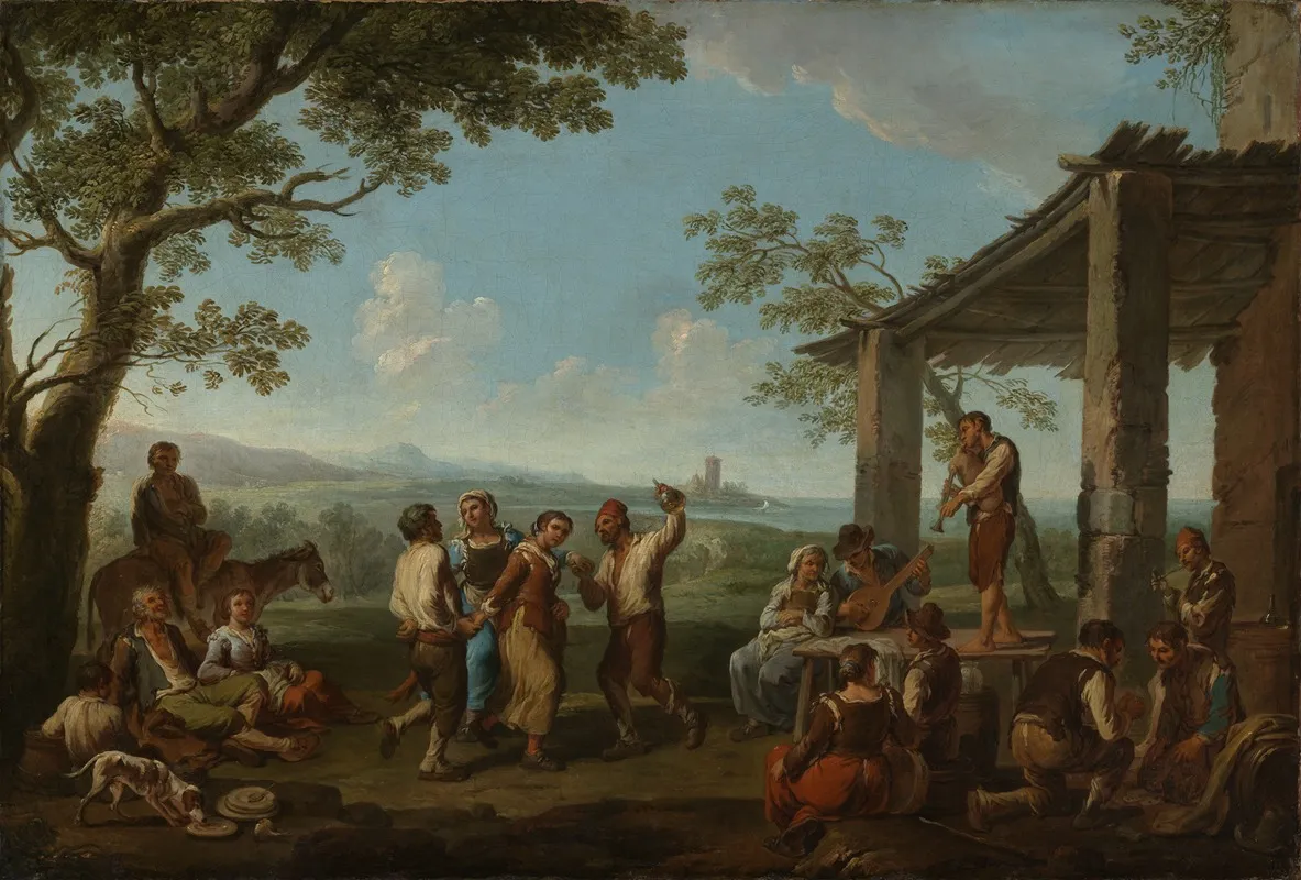 Tanzende Italienische Bauern Vor Einer Osteria
