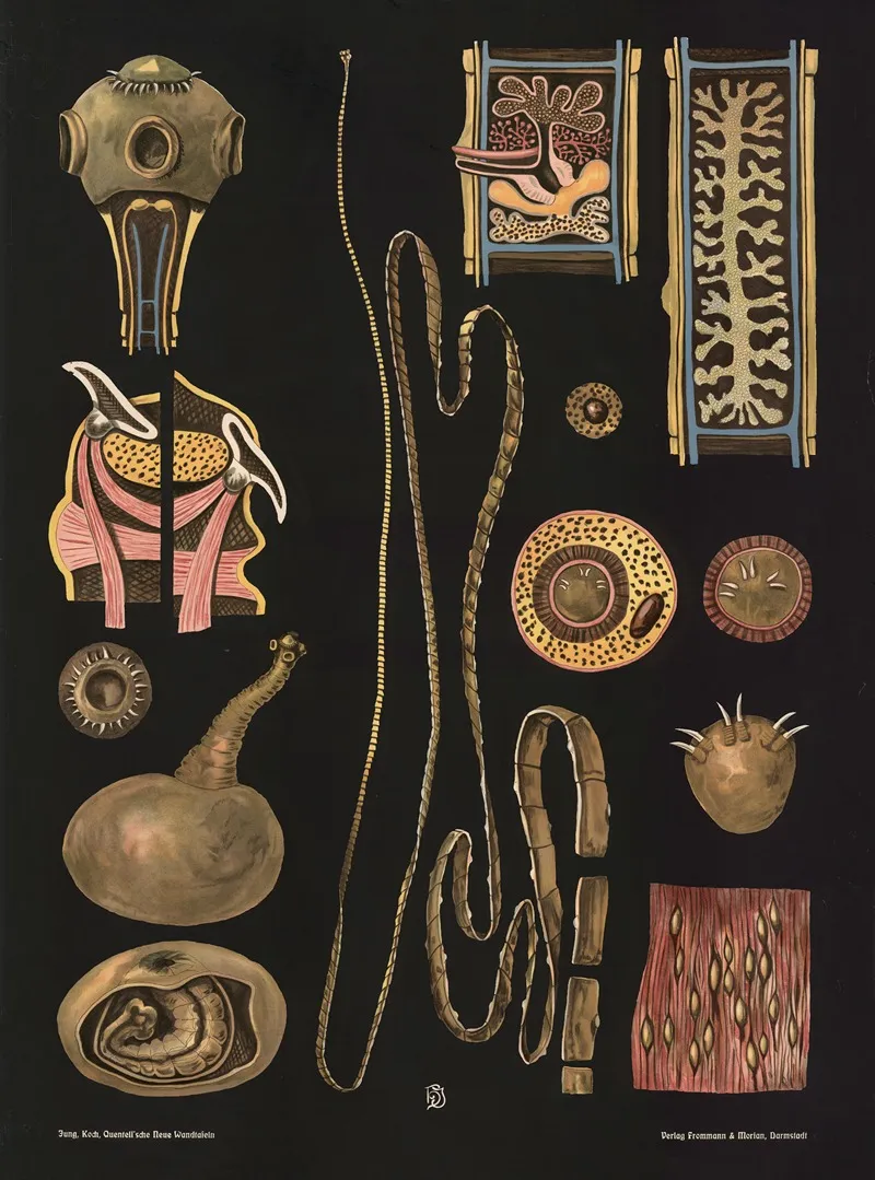 Tapeworm Taenia Solium Wall Art by Gottlieb von Koch - High-Resolution Digital Print