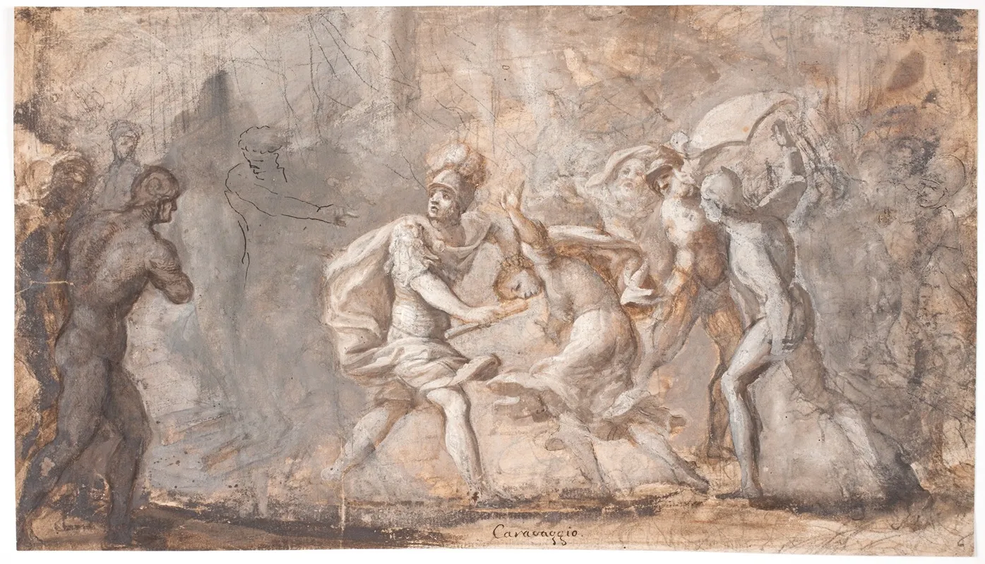 Tarpeia Knuses Under Sabinernes Skjolde Wall Art by Giovanni Angelo Canini - High-Resolution Digital Print