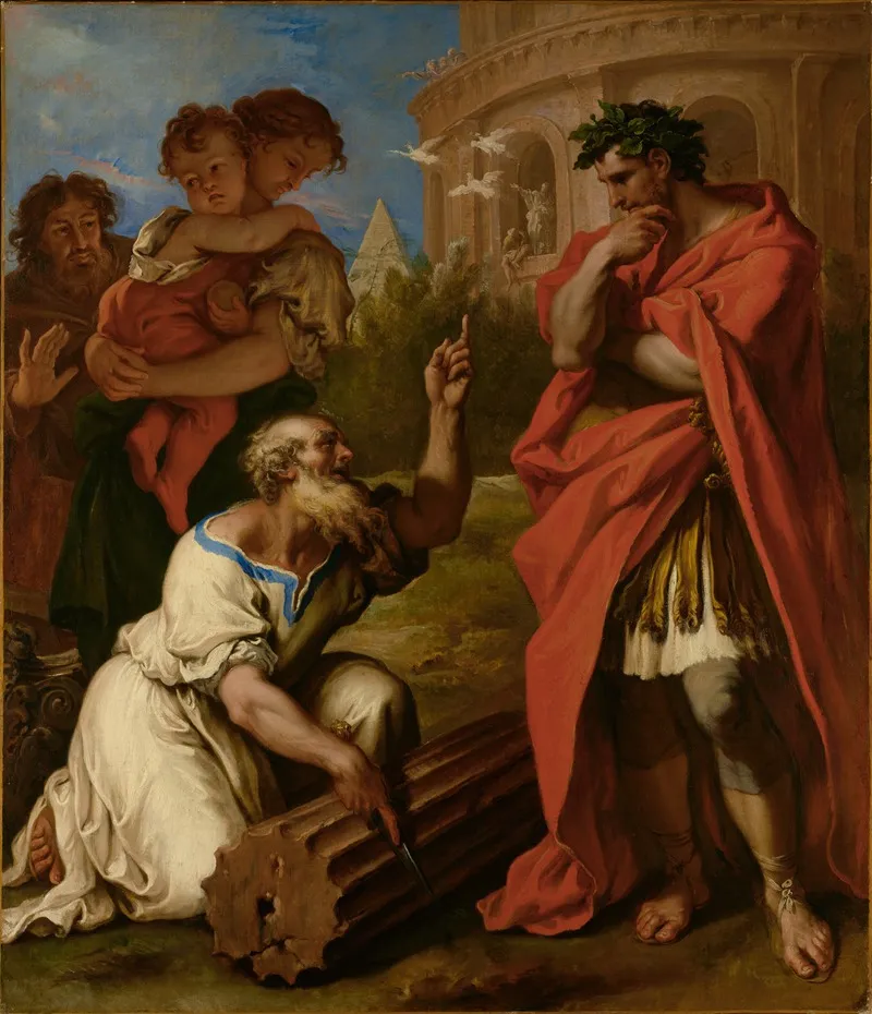 Tarquin The Elder Consulting Attus Navius Wall Art by Sebastiano Ricci - High-Resolution Digital Print