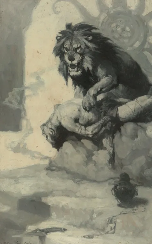 Tarzan And The Golden Lion Wall Art by James Allen St. John - High-Resolution Digital Print