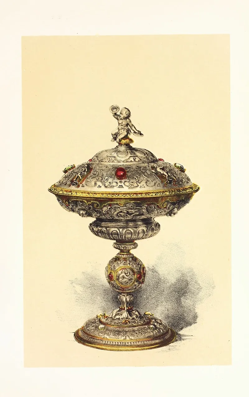 Tazza With Cover In Silver Set With Jewels Wall Art by John Charles Robinson - High-Resolution Digital Print