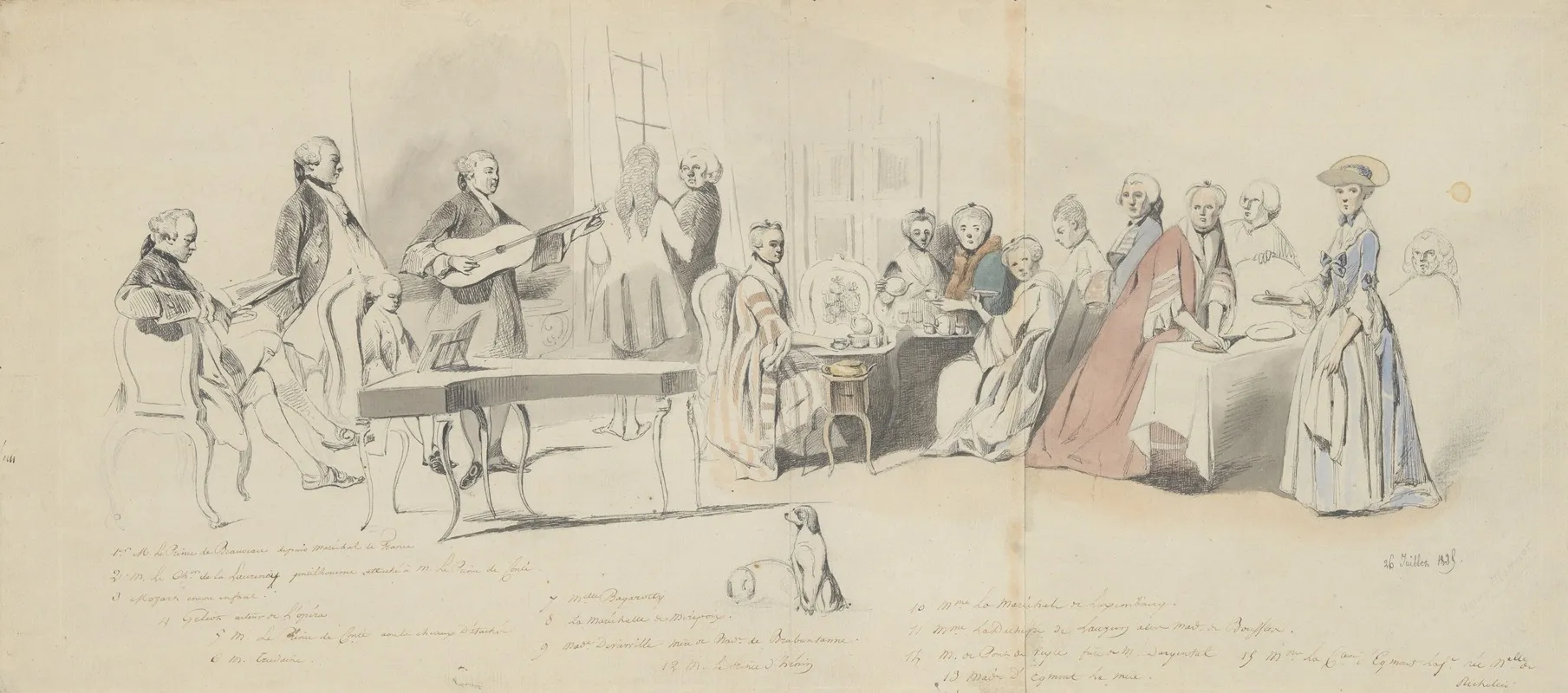 Tea Party At The Prince De Contis Wall Art by Henry Bonaventure Monnier - High-Resolution Digital Print