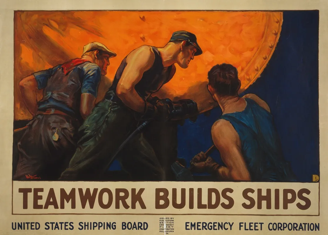 Teamwork Builds Ships 2 Wall Art by William Dodge Stevens - High-Resolution Digital Print