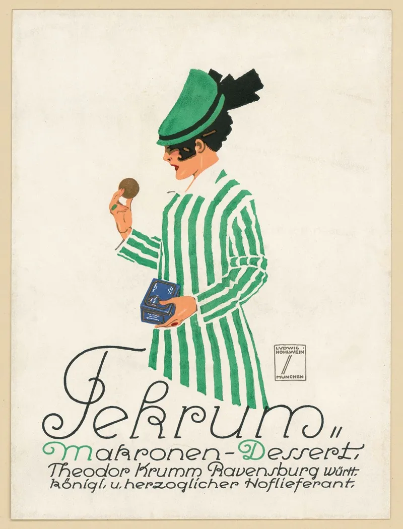 Tekrum Makronen Dessert Theodor Krumm Wall Art by Ludwig Hohlwein - High-Resolution Digital Print