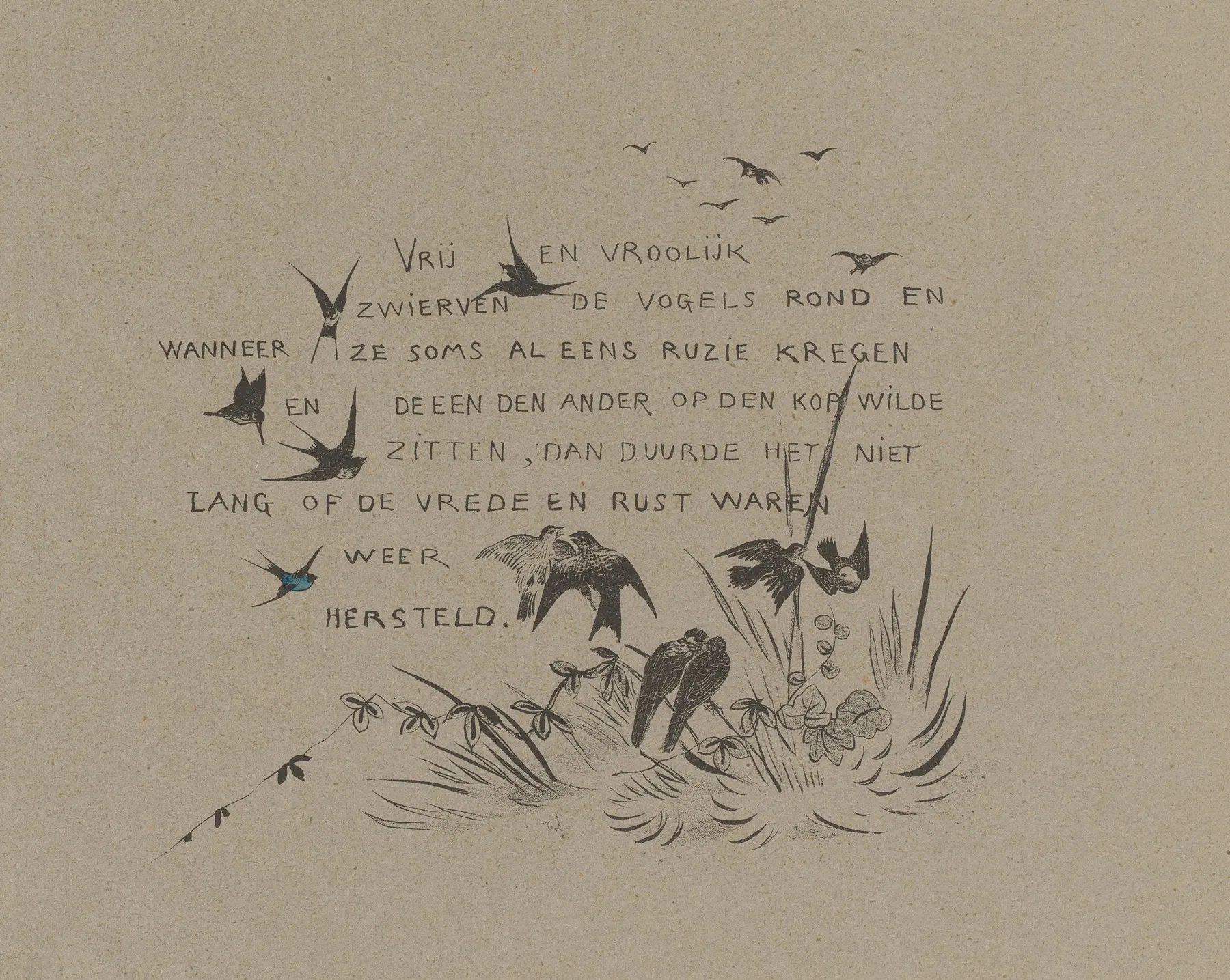 Tekstblad Met Zwaluwen