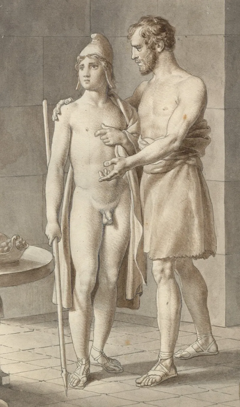 Telemachos Moder Odysseus Forklaedt Som Tigger Hos Hyrden Eumaios Odysseus Fragment Af Hele Kompositionen Wall Art by Christoffer Wilhelm Eckersberg - High-Resolution Digital Print