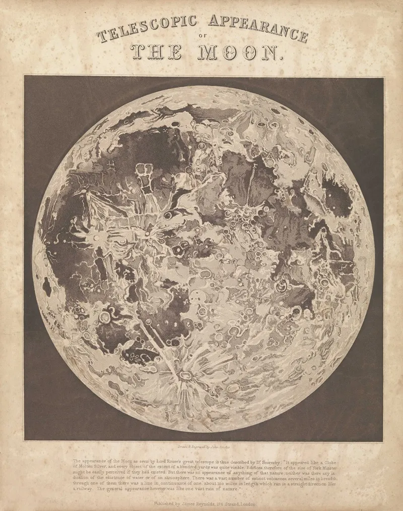 Telescopic Appearance Of The Moon Wall Art by John Emslie - High-Resolution Digital Print