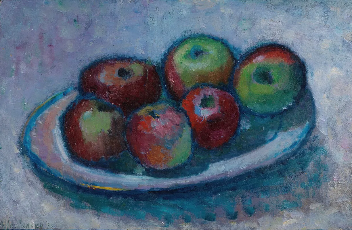Teller Mit Apfeln Apfelstillleben Wall Art by Alexej von Jawlensky - High-Resolution Digital Print