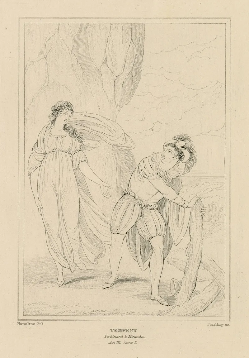 Tempest Ferdinand Miranda Act Iii Scene I Wall Art by William Francis Starling - High-Resolution Digital Print