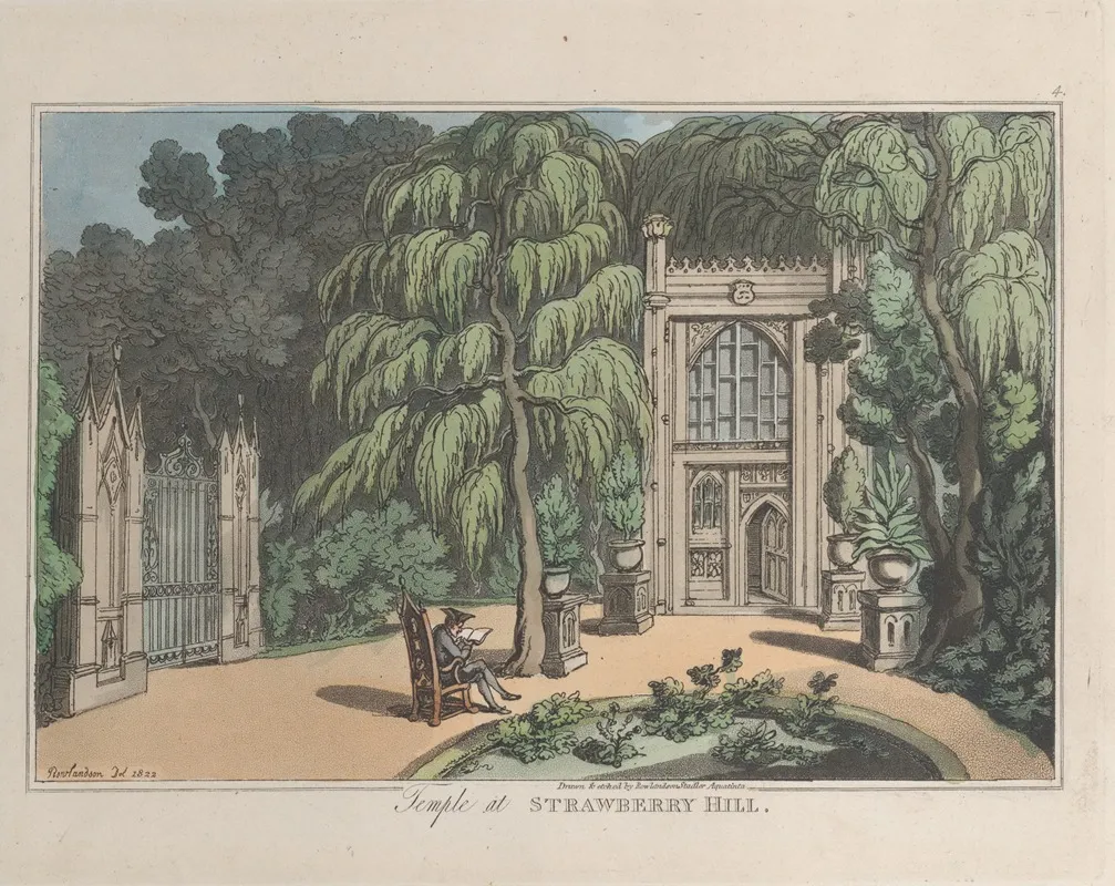 Temple At Strawberry Hill Wall Art by Thomas Rowlandson - High-Resolution Digital Print
