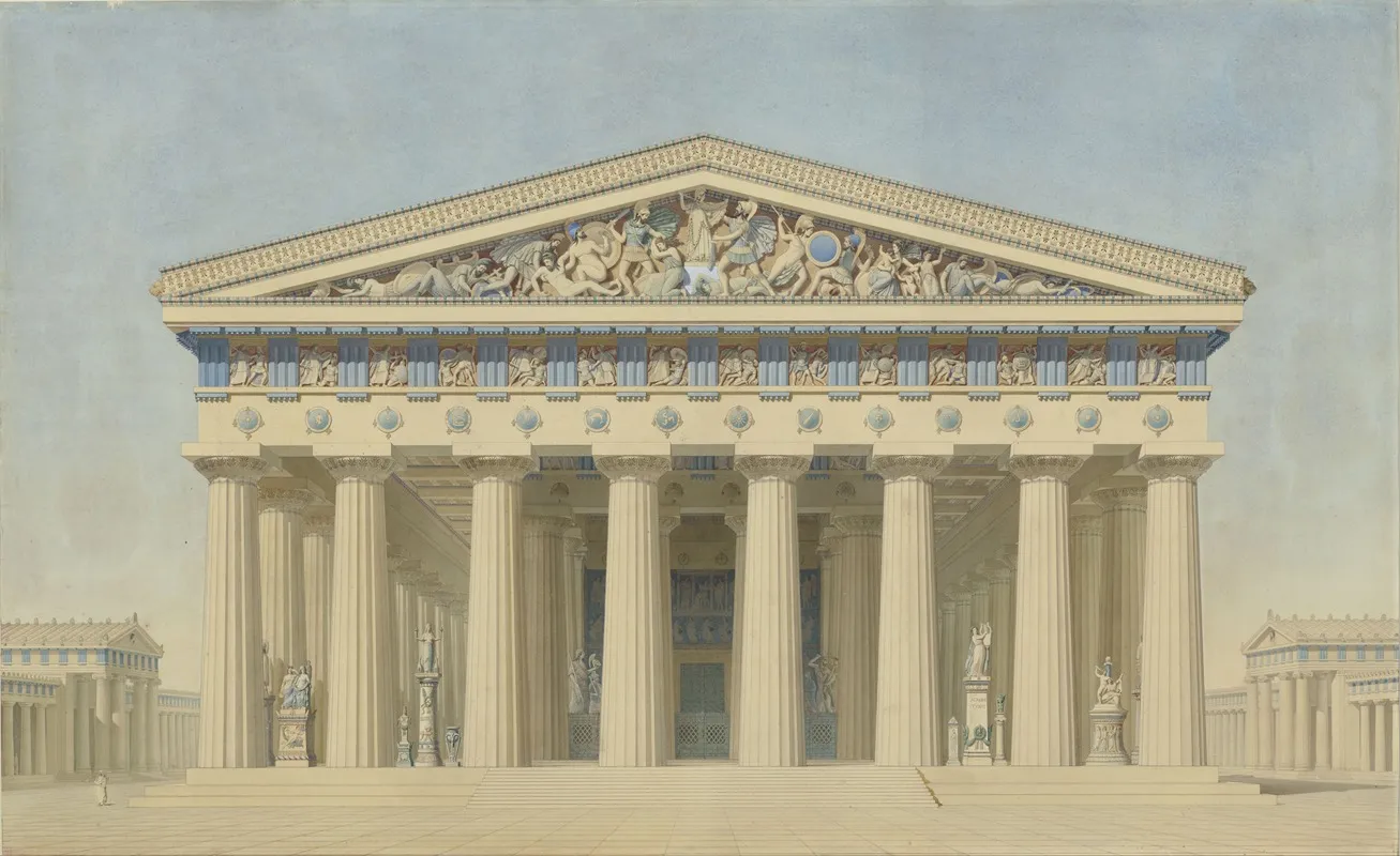 Temple T At Selinunte Sicily Reconstructed Elevation Of The Main Facade