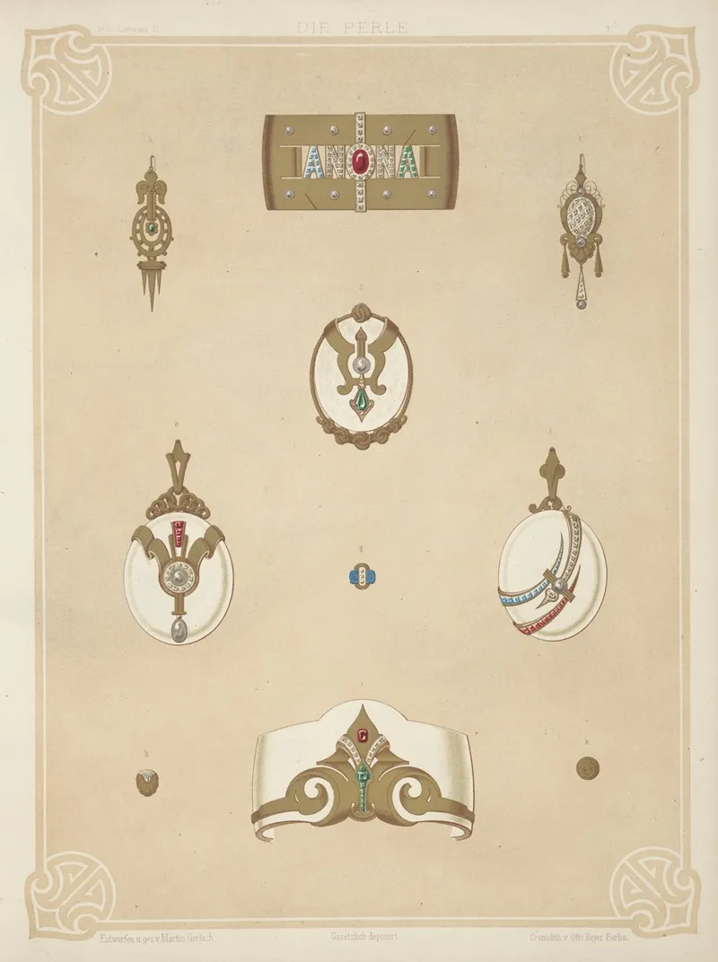 Ten Designs For Jewelry Including Gold Bracelet With Word Anona In Jewels