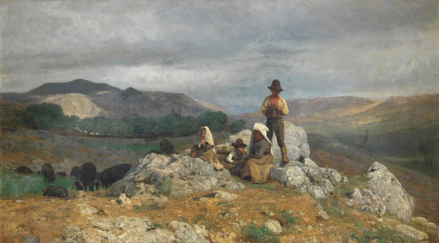 Tending The Herd Wall Art by Giuseppe Palizzi - High-Resolution Digital Print