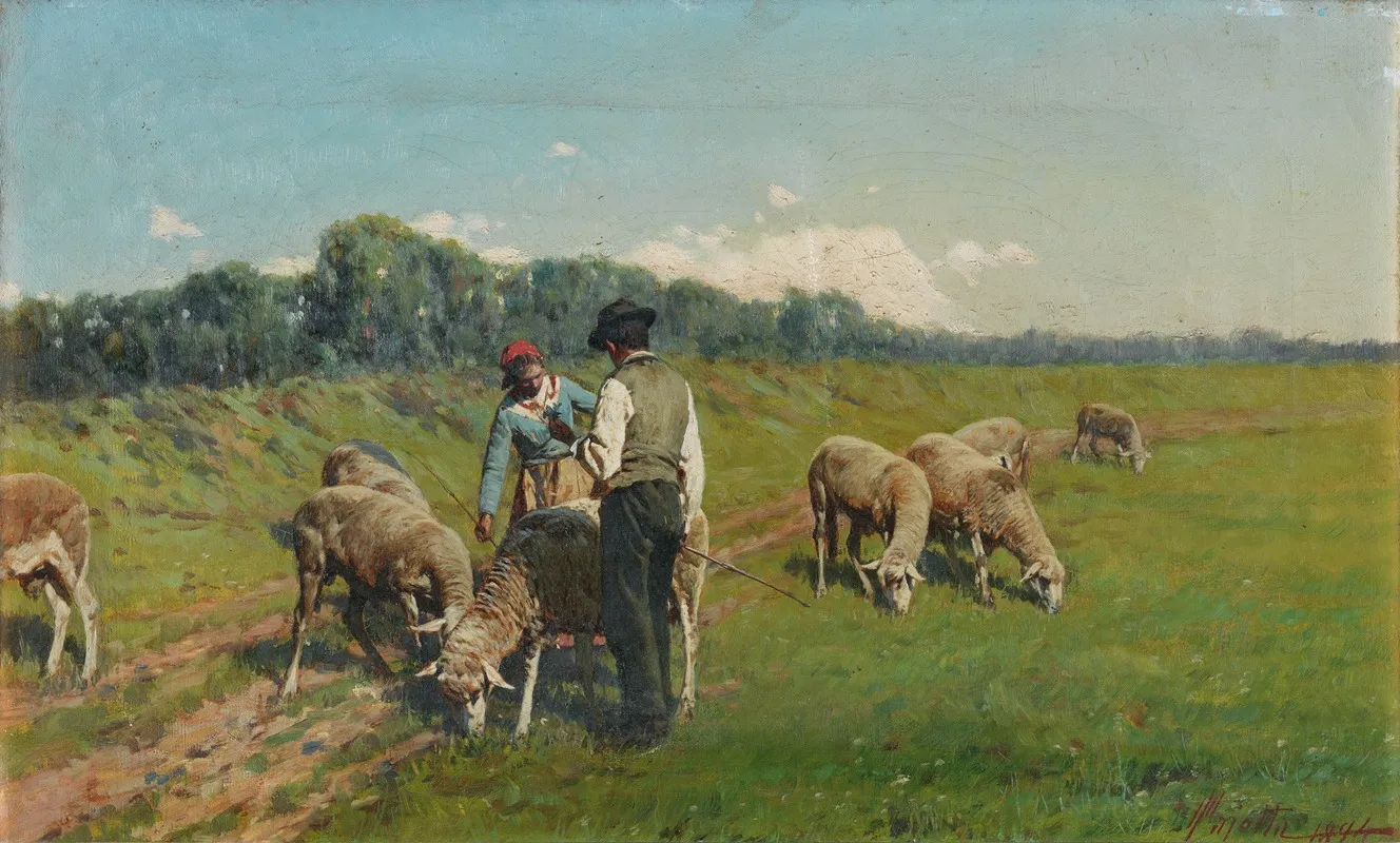 Tending The Sheep 2 Wall Art by Pietro Pajetta - High-Resolution Digital Print