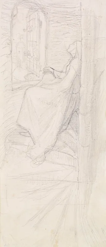 Tennysons St Agnes Eve Compositional Sketch 2 Wall Art by Sir John Everett Millais - High-Resolution Digital Print