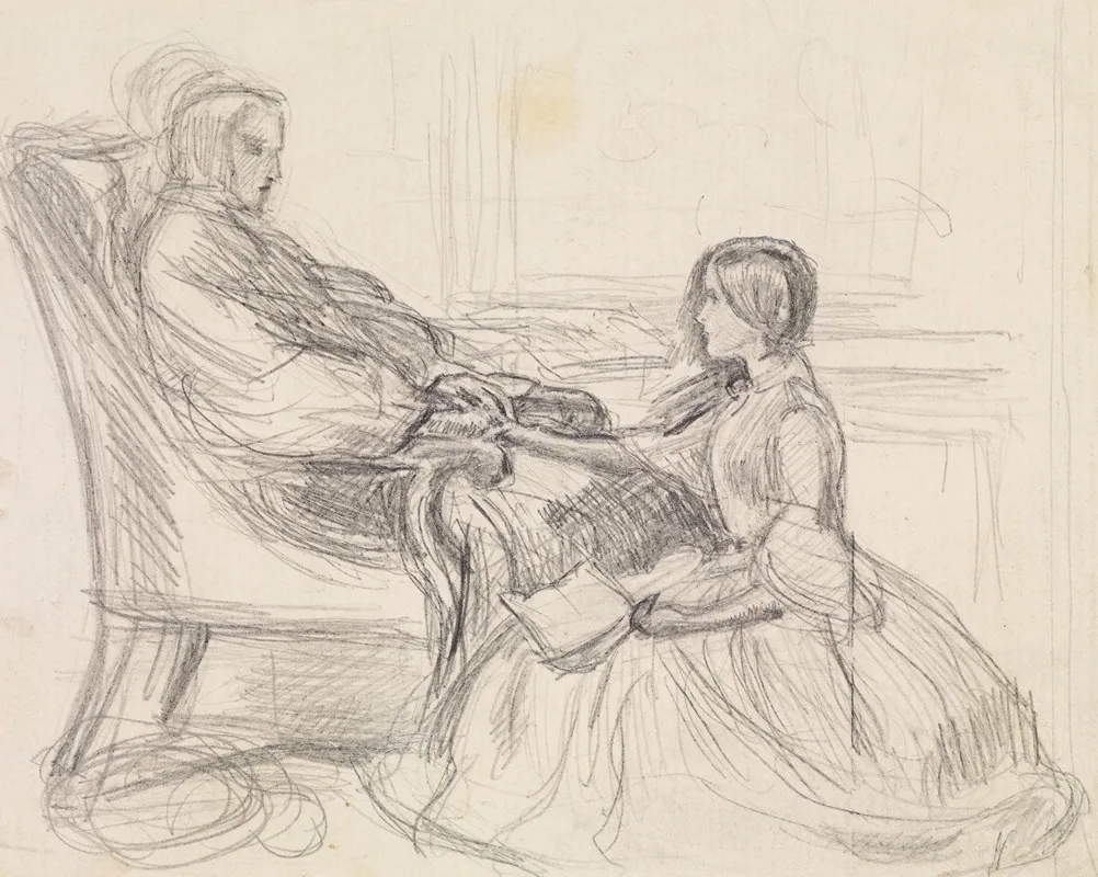 Tennysons The Grandmothers Apology Figure Study Wall Art by Sir John Everett Millais - High-Resolution Digital Print