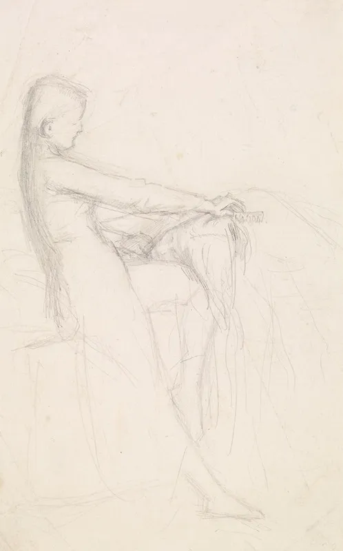 Tennysons The Sisters Figure Sketch 2 Wall Art by Sir John Everett Millais - High-Resolution Digital Print