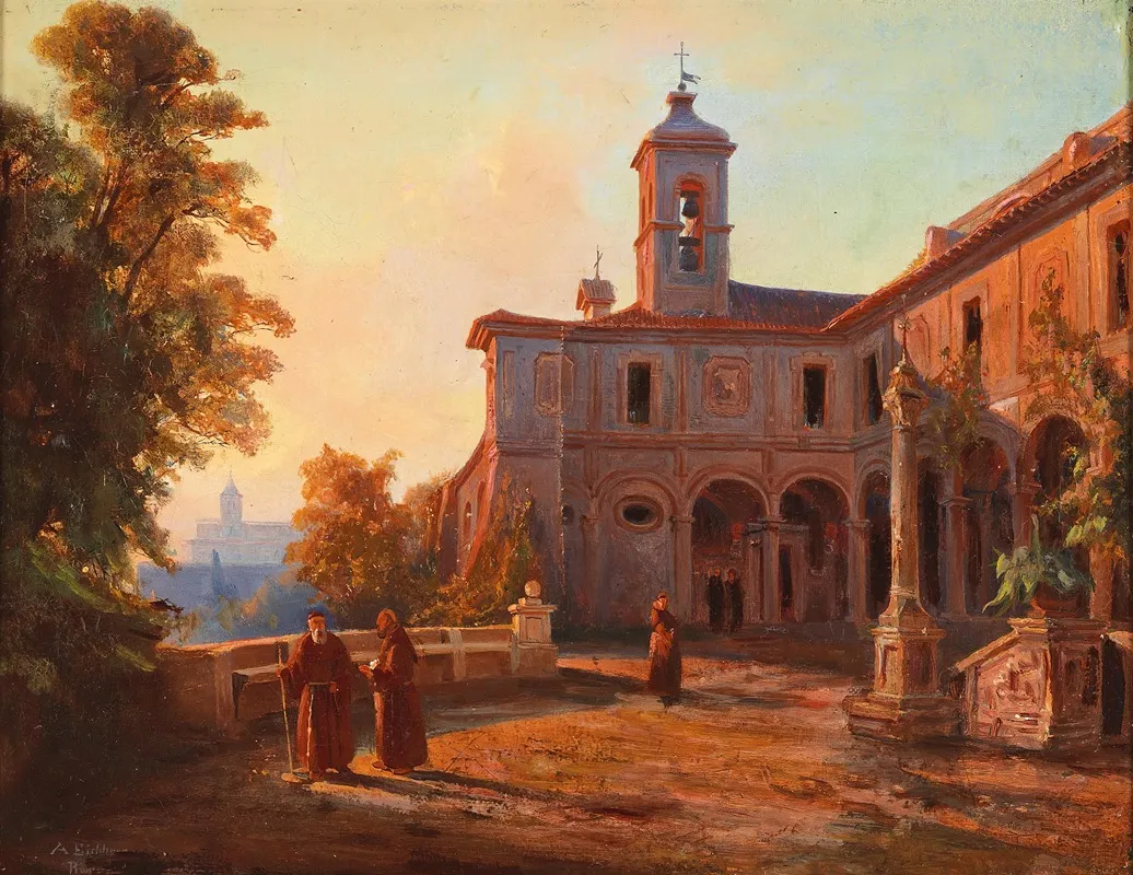 Terrasse Der Klosterkirche Santonofrio Al Gianicolo In Rom Wall Art by Albert Eichhorn - High-Resolution Digital Print