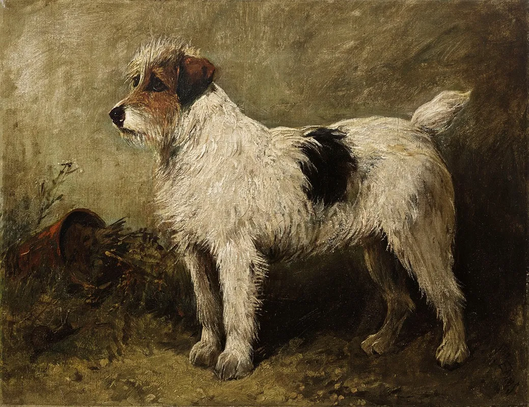 Terrier In A Garden Wall Art by John Emms - High-Resolution Digital Print