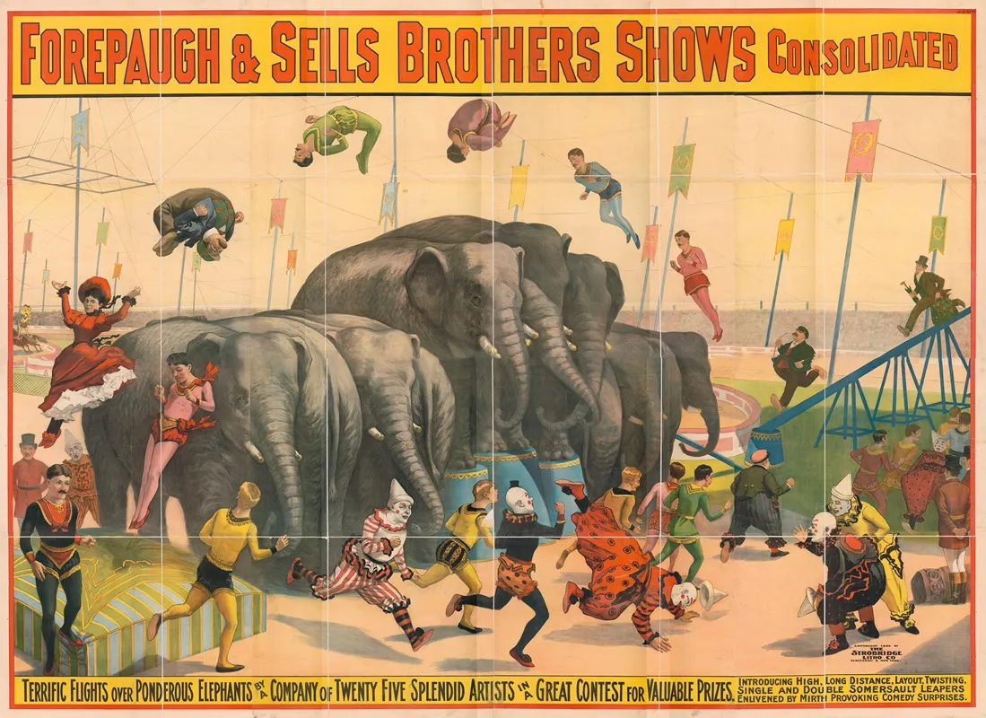 Terrific Flights Over Ponderous Elephants By A Company Of Twenty Five Splendid Artists In A Great Contest For Valuable Prizes