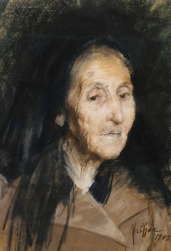 Tete De Femme Agee Wall Art by José Malhoa - High-Resolution Digital Print