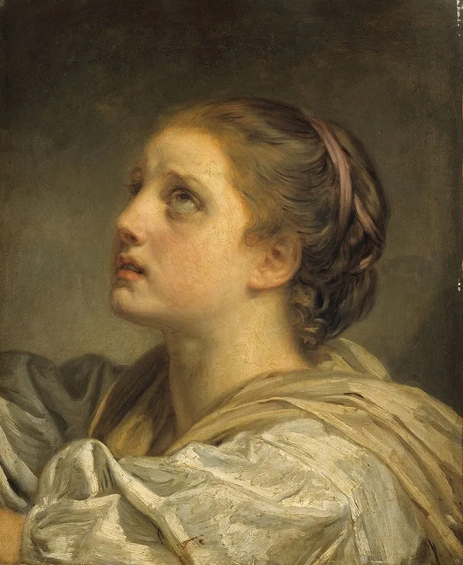 Tete De Jeune Femme Wall Art by Jean-Baptiste Greuze - High-Resolution Digital Print