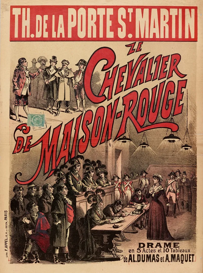 Th De La Porte St Martin Le Chevalier De Maison Rouge Wall Art by Lith. F. Appel - High-Resolution Digital Print