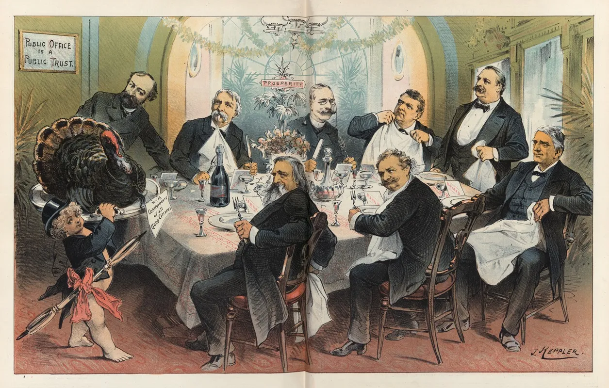 Thanksgiving Day 1885 Wall Art by Joseph Ferdinand Keppler - High-Resolution Digital Print