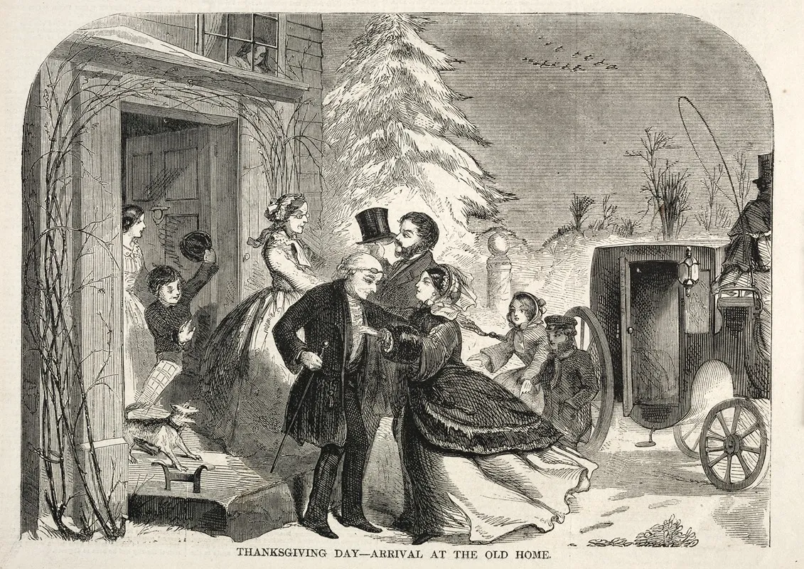 Thanksgiving Day Arrival At The Old Home Wall Art by Winslow Homer - High-Resolution Digital Print