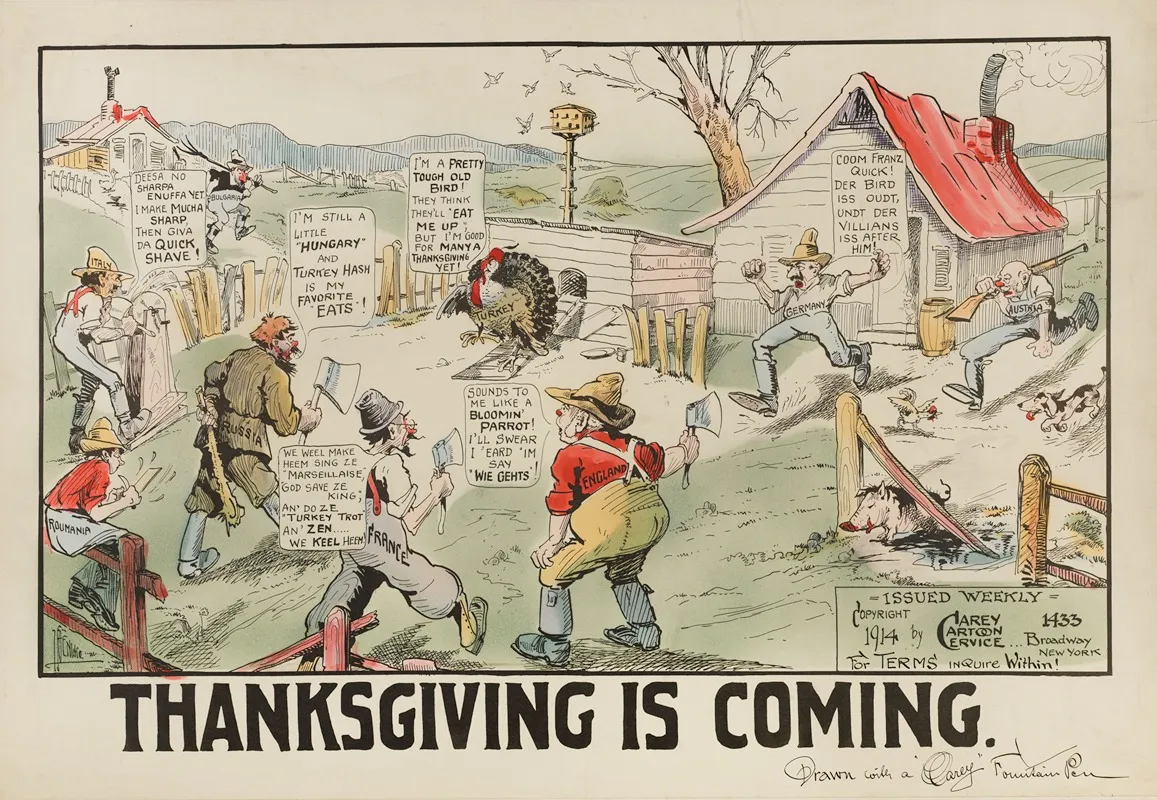 Thanksgiving Is Coming Wall Art by Carey Cartoon Service - High-Resolution Digital Print