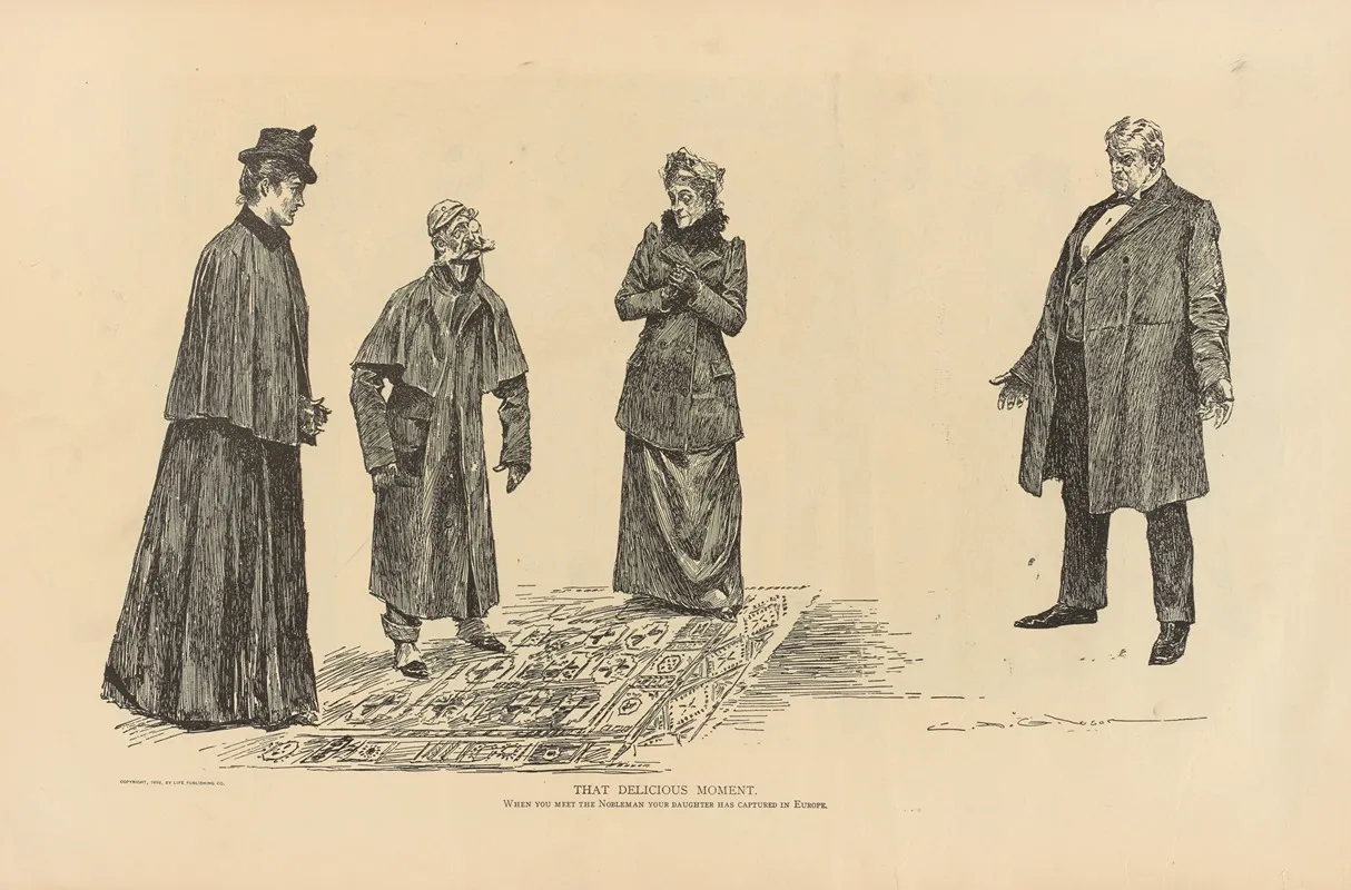 That Delicious Moment When You Meet The Nobleman Your Daughter Has Captured In Europe Wall Art by Charles Dana Gibson - High-Resolution Digital Print
