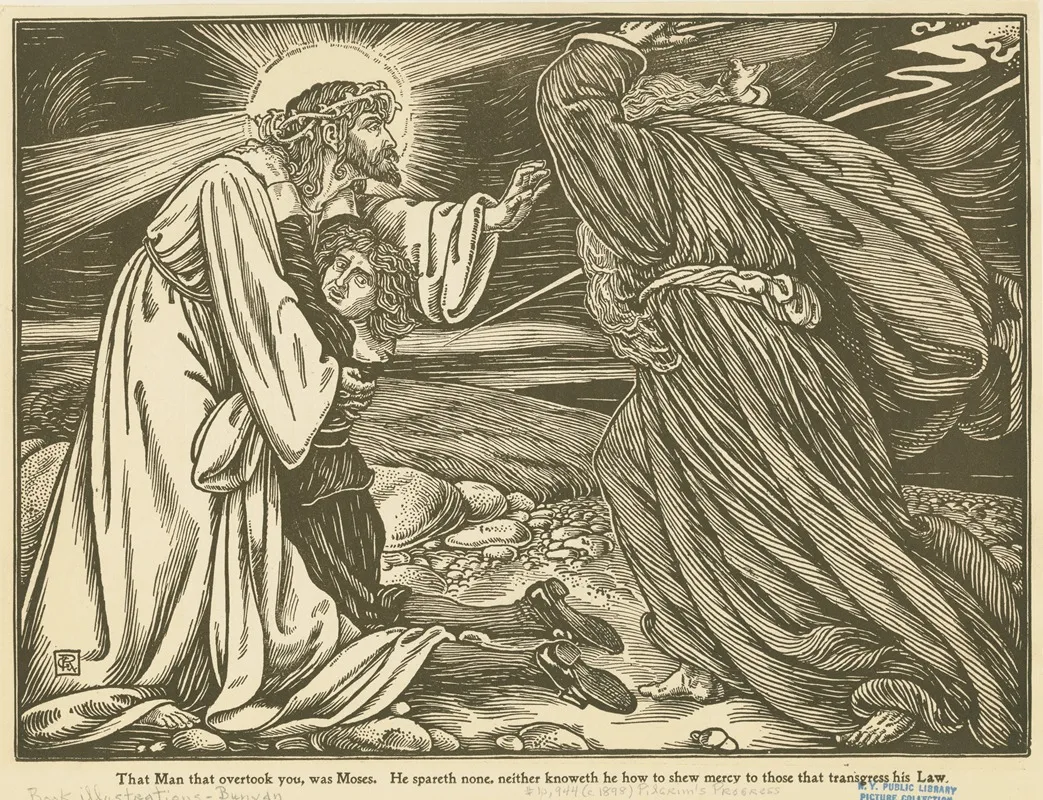 That Man That Overtook You Was Moses He Spareth None Neither Knoweth He How To Shew Mercy To Those That Transgress His Law Wall Art by George Woolliscroft Rhead - High-Resolution Digital Print