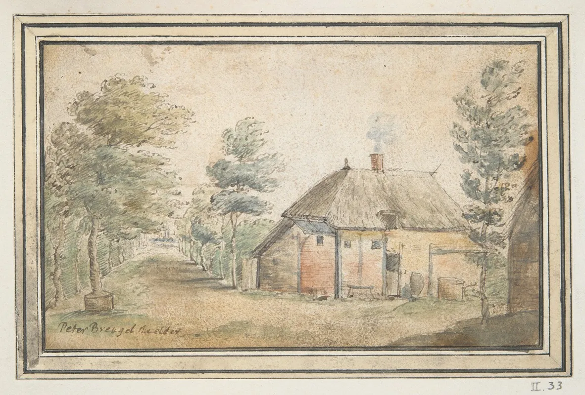 Thatched Farm House Wall Art by Circle of Gillis Neyts - High-Resolution Digital Print