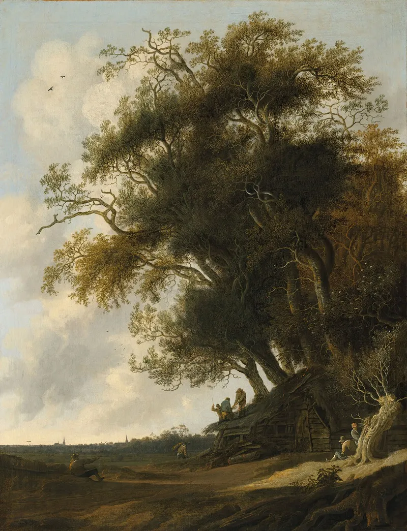 Thatchers Mending A Roof In A Dune Landscape Wall Art by Anthonie Jansz. van der Croos - High-Resolution Digital Print