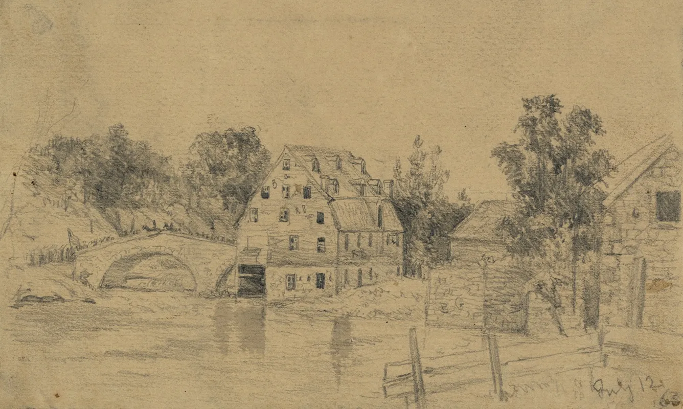 The 6th Corps Genl Sedgwick Crossing The Bridge At Funkstown Antietam Creek In Pursuit Of Genl Lees Forces After Gettysburg