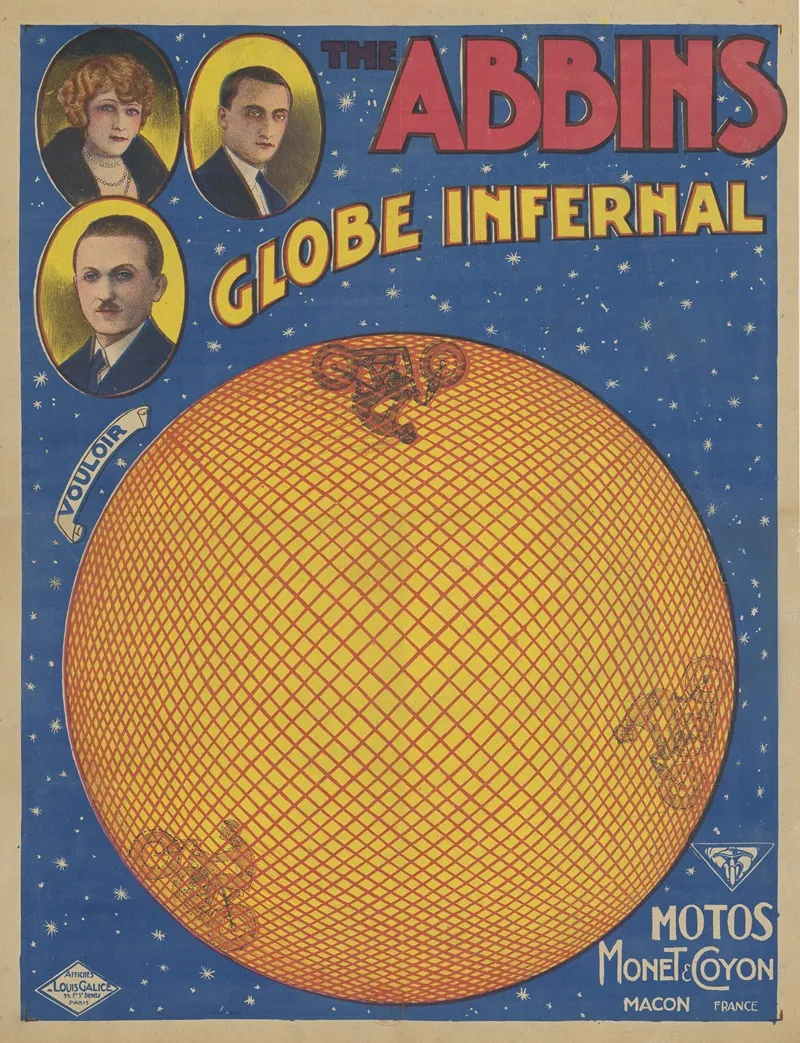 The Abbins Globe Infernal Motos Monet Coyon Wall Art by Louis Galice - High-Resolution Digital Print