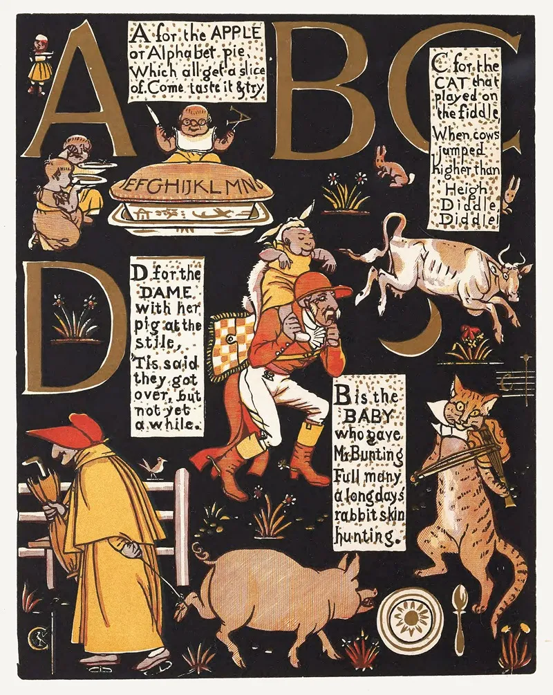 The Absurd A B C Pl 1 Wall Art by Walter Crane - High-Resolution Digital Print