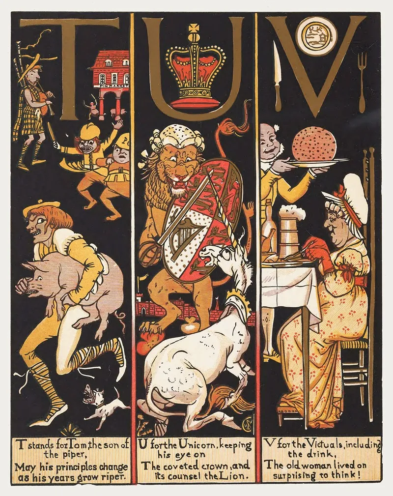 The Absurd A B C Pl 6 Wall Art by Walter Crane - High-Resolution Digital Print