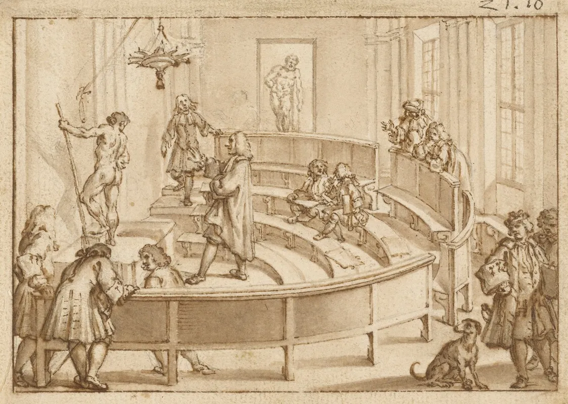 The Accademia Clementina Bologna With A Nude Being Positioned By The Drawing Master The Farnese Hercules Beyond Wall Art by Giampietro Zanotti - High-Resolution Digital Print