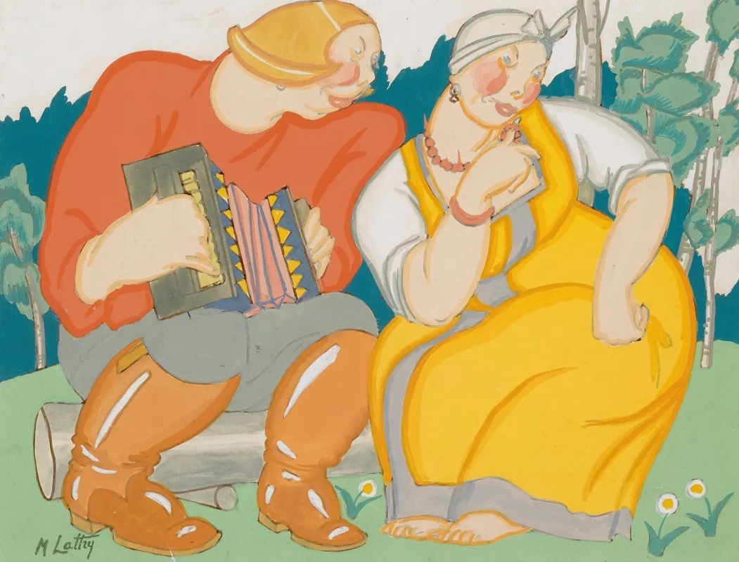 The Accordion Player Wall Art by Mikhail Pelopidovich Lattry - High-Resolution Digital Print