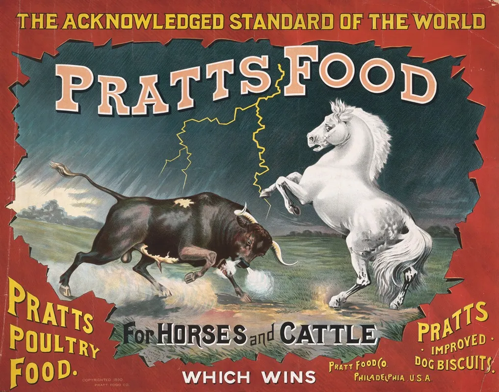 The Acknowldeged Standard Of The World Pratts Food For Horse And Cattle Wall Art by Century Lith. Co. - High-Resolution Digital Print