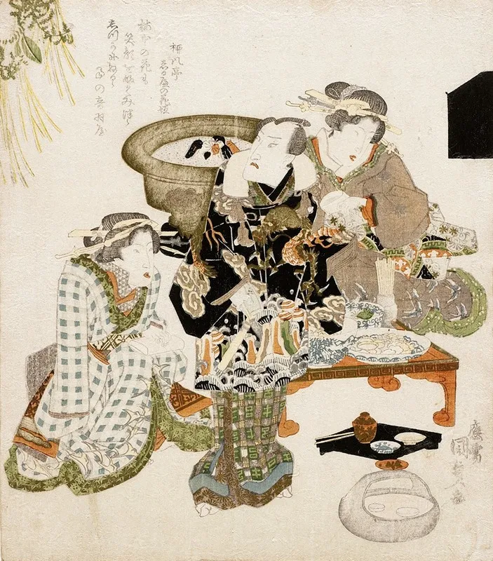 The Actor Onoe Kikugoro Iii At Umemoto Teahouse Wall Art by Utagawa Kunisada (Toyokuni III) - High-Resolution Digital Print