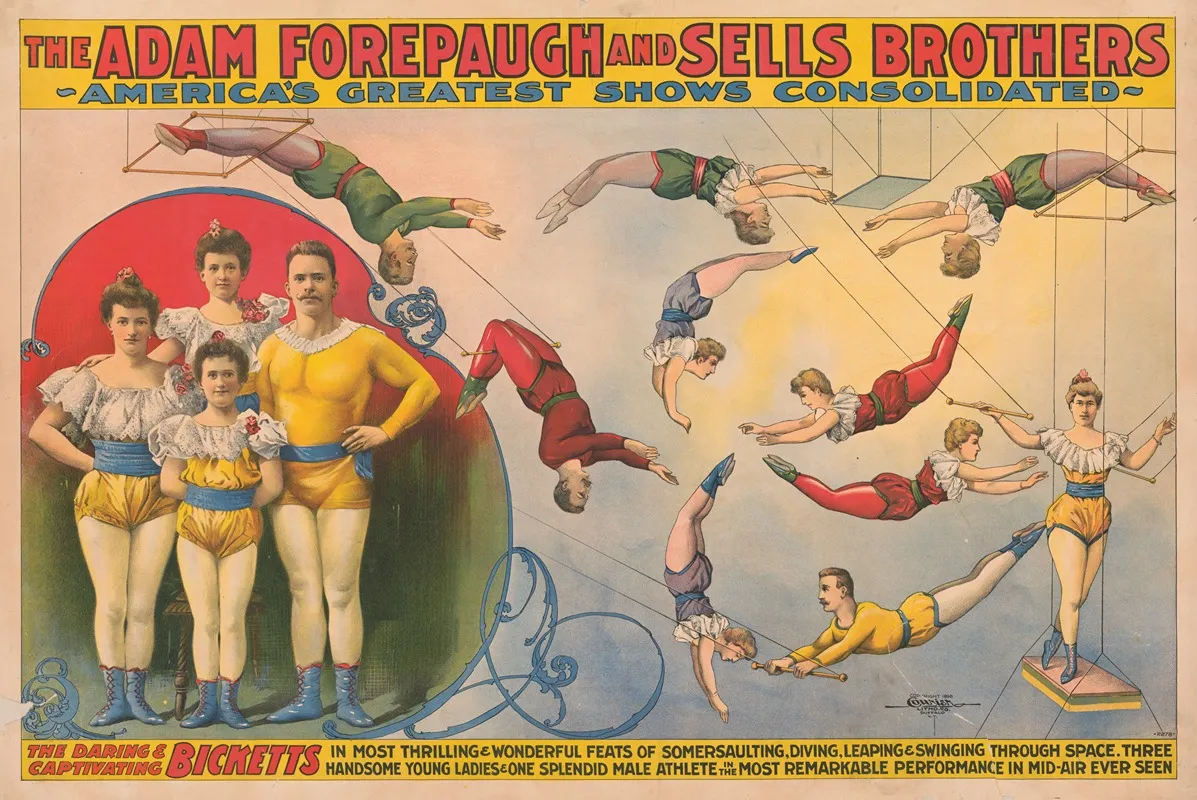 The Adam Forepaugh And Sells Brothers The Daring And Captivating Bicketts Wall Art by Courier Litho. Co. - High-Resolution Digital Print