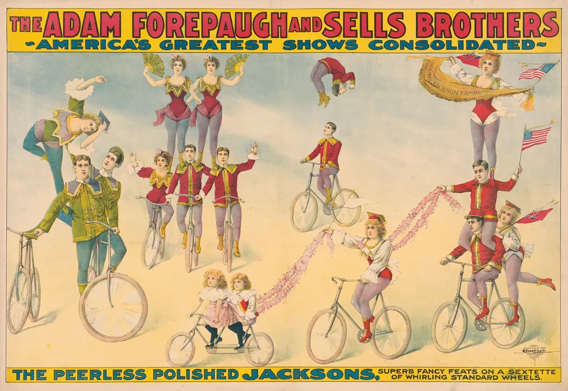The Adam Forepaugh Sells Brothers Americas Greatest Shows Consolidated The Peerless Polished Jacksons Wall Art by Courier Litho. Co. - High-Resolution Digital Print