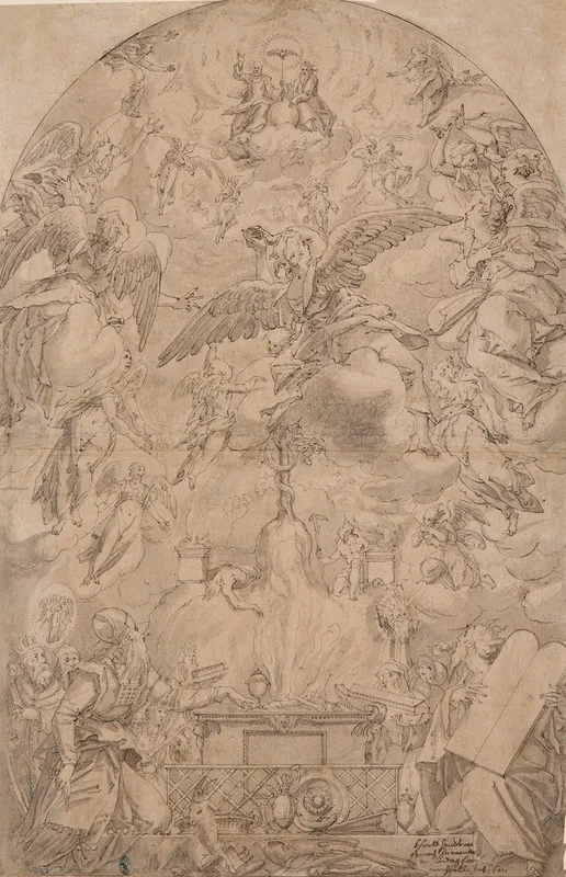 The Adoration Of The Holy Trinity In The Old Covenant Wall Art by Karl Sandtner - High-Resolution Digital Print