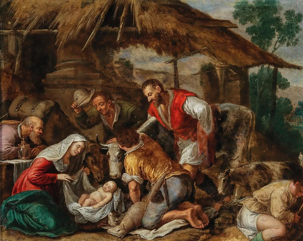 The Adoration Of The Shepherds 32 Wall Art by Follower of Jacopo da Ponte - High-Resolution Digital Print