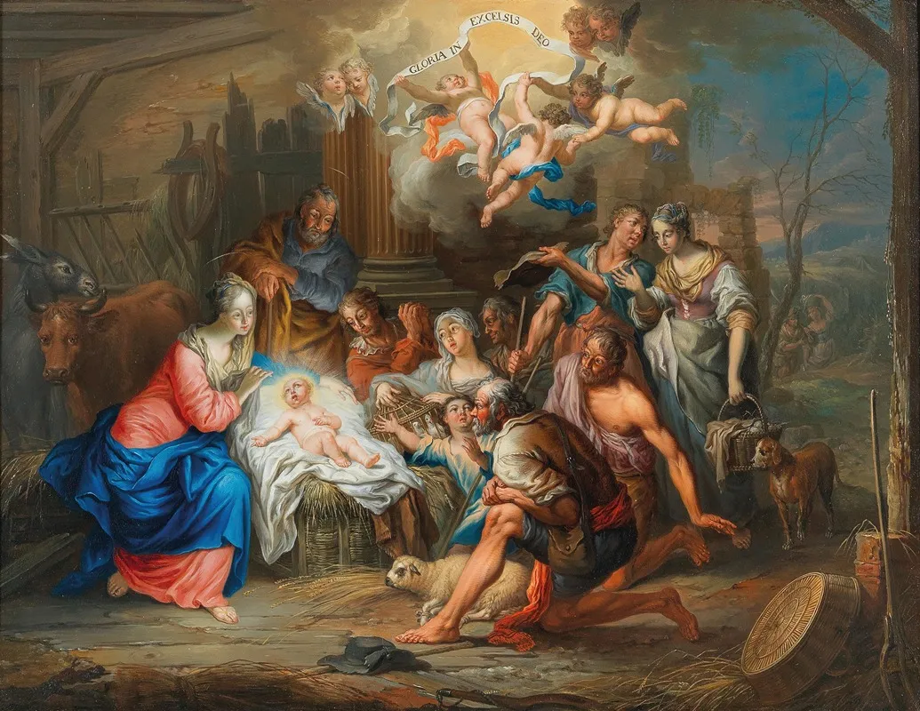 The Adoration Of The Shepherds 33 Wall Art by Franz Christoph Janneck - High-Resolution Digital Print
