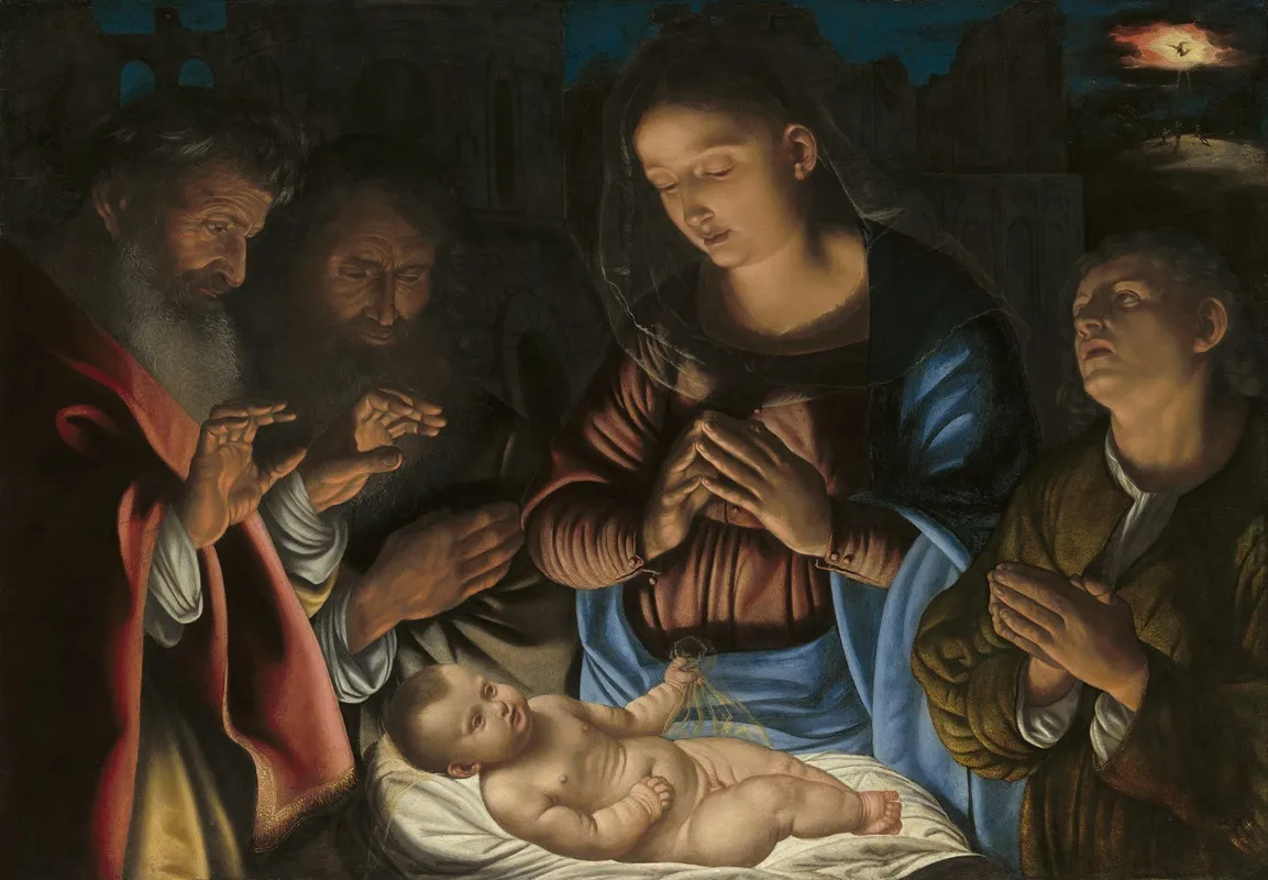 The Adoration Of The Shepherds 40 Wall Art by Giovanni Girolamo Savoldo - High-Resolution Digital Print