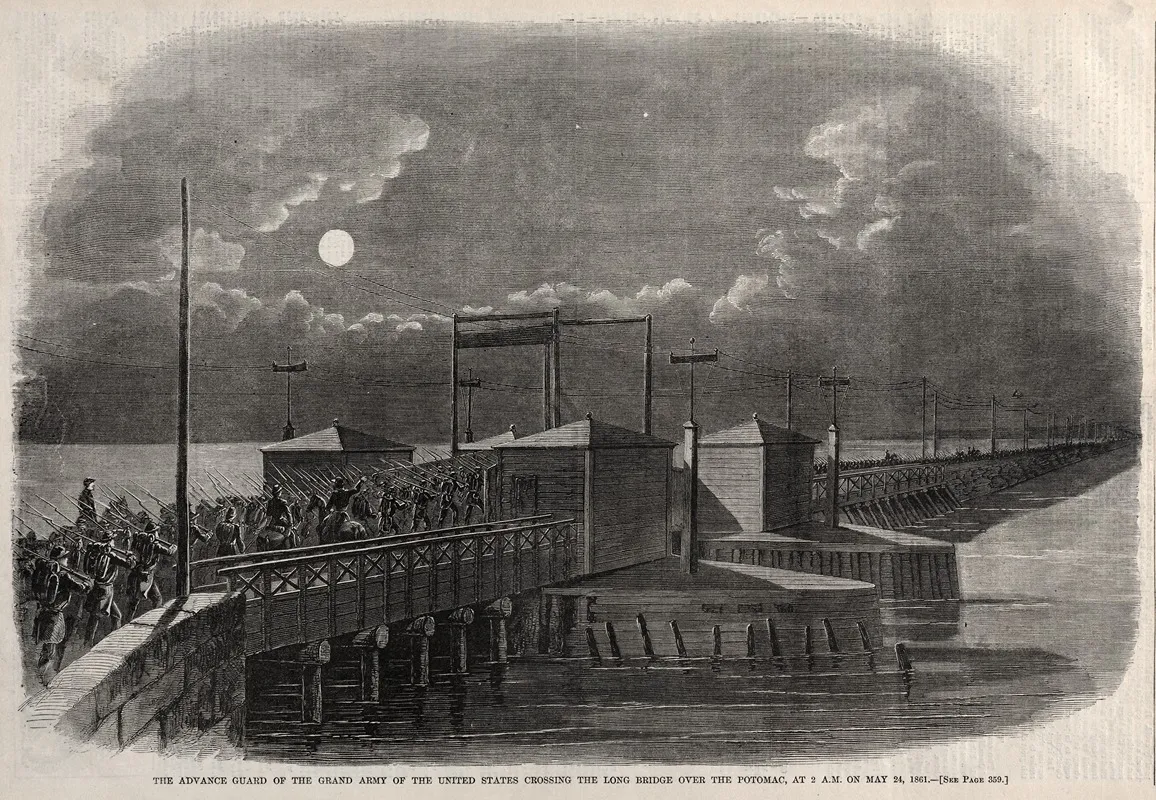 The Advance Guard Of The Grand Army Of The United States Crossing The Long Bridge Over The Potomac At 2 A M On May 24 1861 Wall Art by Winslow Homer - High-Resolution Digital Print